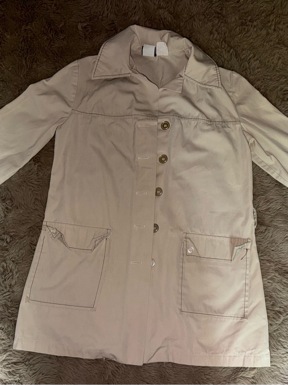 Avon Light Cream Button-Front Trench Coat